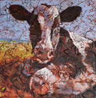 Ken Griffiths - 'Cow' Acrylic on Canvas - 46 x 46cm