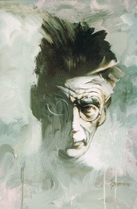 Ken-Griffiths--Samuel Beckett. Oil on acrylic on board. Private collection Inverloch